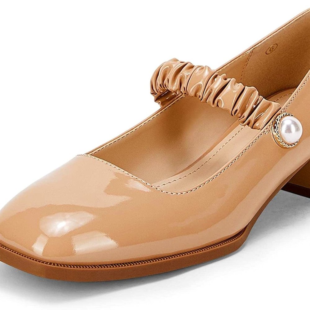 Rilista Women's Mary Jane Shoes Square Toe Ankle Strap Chunk